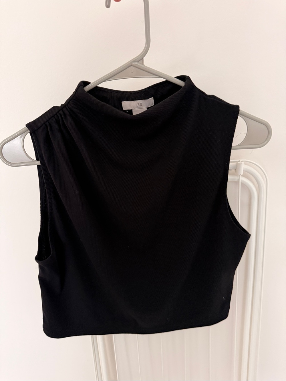 H&M Black Sleeveless Mock Neck Crop Top